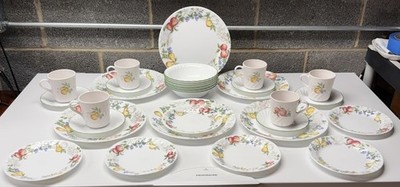 30 Corelle Chutney Service For 6 Dinner, Bread, Cereal, Cup, Saucers Exceptional