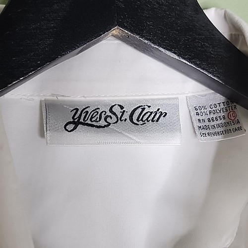 Vintage Yves St Clair Button Up Shirt 10 White Embroidered Holiday Christmas - Picture 5 of 7
