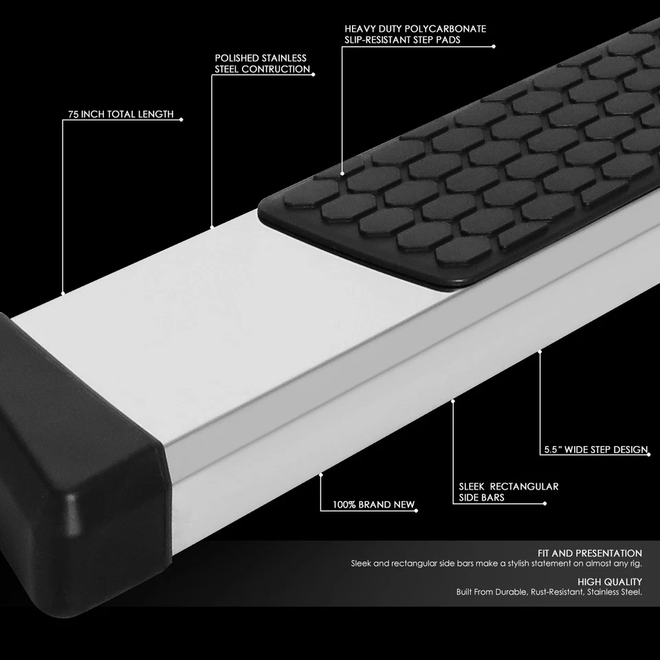 estriberas planas pulidas de 5,5" para Ford F250-550 SD cabina extendida 99-16 Foto 2 de 4