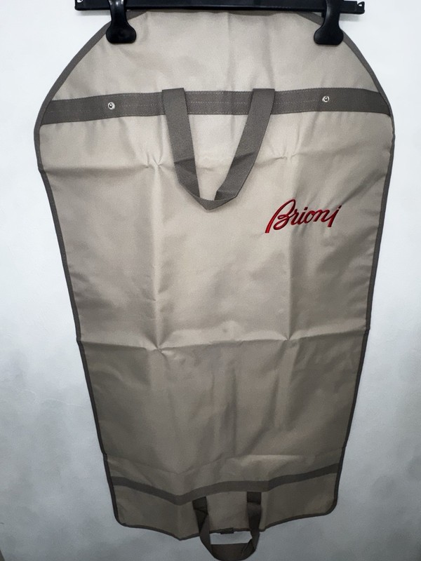 Brioni Tan/Beige Garment Bag Zippered Foldable w/ Handles & Hangers