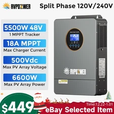5.5KW Solar Hybrid Inverter 48V DC-120V/220V AC Split Phase Off-Grid Pure Sine
