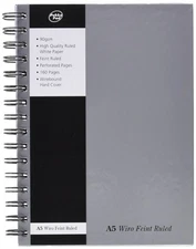 Pukka Pad Notebook Wirebound Hardback Perforated Ruled 160pp 90gsm A5 Silver Ref