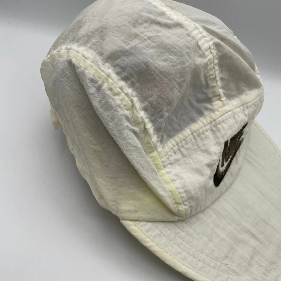 Vintage Nike Hat Cap White 5 Panel Nylon Running 80s Lightweight Trail Jogging - Image 3 of 4