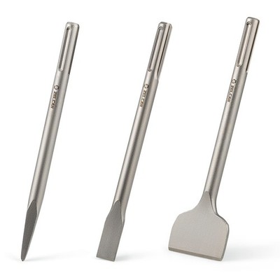 Chisel Set with SDS Max Shanks, 3pc SDS Max Chisel Drill Bit Set with Flat Po...