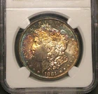 1881 S $1 MORGAN SILVER DOLLAR NGC MS 65-TONED OBVERSE-COLORFUL GEM-!!!!!!!!!!!!