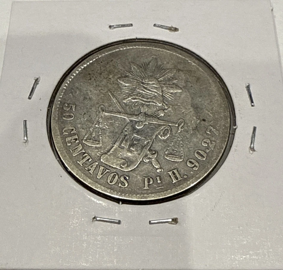 1875 Pi 50 Centavos Mexico Silver 50C Coin - Potosi Mint - Image 4 of 4