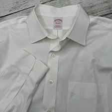 Brooks Brothers Cotton Traditional Non-Iron Button Cuff 17 35 White Office Mens