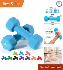 Set of 2 Hex Shape Dumbbells 1-15 LB with Ergonomic Anti-Slip Grip - 10 Colors