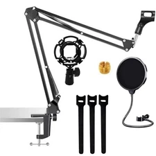 ❤️ Desk Mount Holder 32in Microphone Scissor Arm Set Mic Stand Suspension Boom
