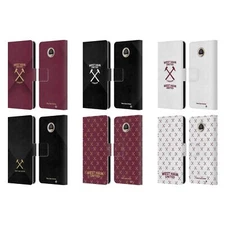 OFFICIAL WEST HAM UNITED FC HAMMER MARQUE LEATHER BOOK CASE FOR MOTOROLA PHONES