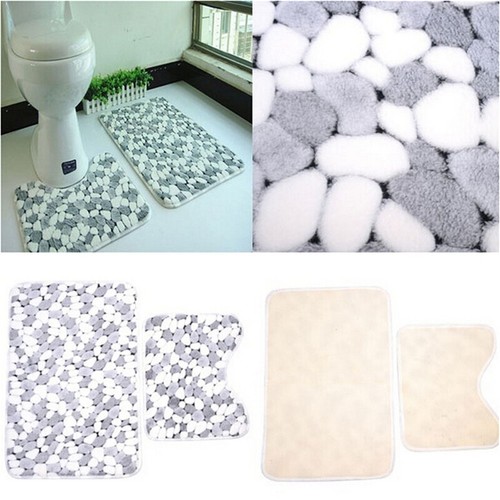 Soft 2pcs Floor Rug Carpet Bath Pedestal Mat Bathroom Shower Toilet Non slip.yp - Picture 7 of 9