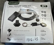 RVGUARD 7 Way 8 Foot Trailer Cord with 7 Gang Junction Box Kit,Include 8 ft