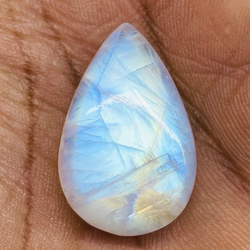 37.5 Cts Natural Rainbow Moonstone 28x18.6mm Pear Cabochon Pendant Size Gemstone - Picture 6 of 14
