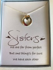 Love Heart Pendant Necklace w/ poem for Sister/Friend