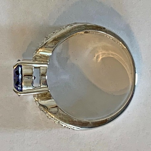 Anillo de zirconia cúbica de zafiro de plata esterlina y diamónica transparente/blanco sin usar y en caja talla 9 - Imagen 7 de 10