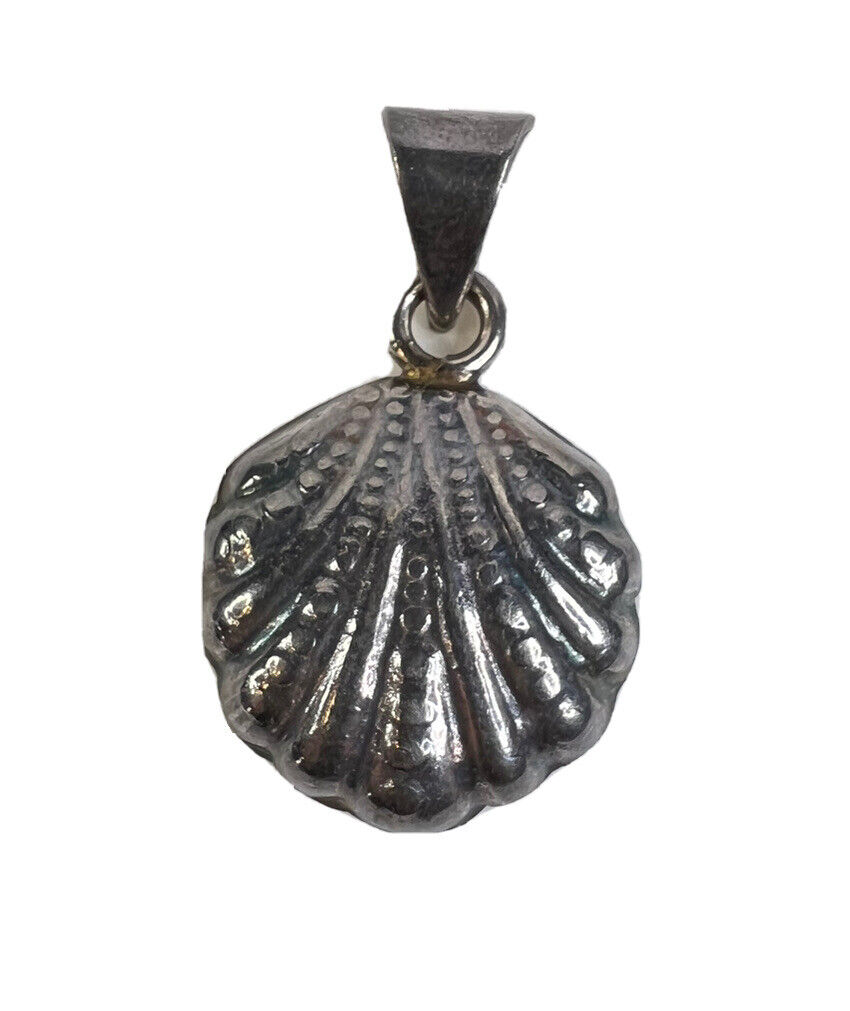Conch Sea Shell Charm Sterling Silver Antiqued Finish Conch Sea Shell Charm Sterling Silver Antiqued Finish