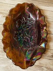 Vintage Imperial Carnival Glass  purple poppy pattern Amethyst pickle dish