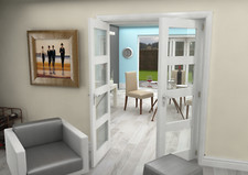1597mm Clear Glazed Shaker 4 Pane Internal White Primed French Doors 
