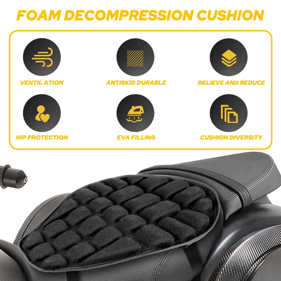 Funda Cojín Asiento Moto 3D Comodidad Gel Antigolpes Alfombrilla Almohadilla Lycra Universal Foto 3 de 4