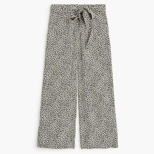 JCrew Wide Leg Cropped Pants Leopard Print Silk Size 12 NWT $148 NWT - 第 1/2 張圖片