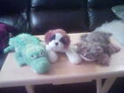 Lot of 3 Webkinz Crocodile, Leopard Lizard, and Lilkinz St. Bernard used No Code
