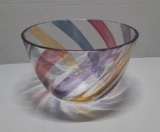 Vintage Large Max Kannegiesser Art Glass Czech Swirl Multi-Color Bowl, 1960's