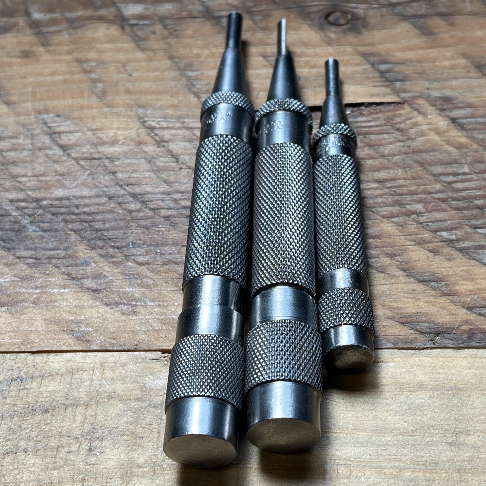 (3) Vintage L.S.Starrett No. 18A & 18AA Automatic Center Punch SEE