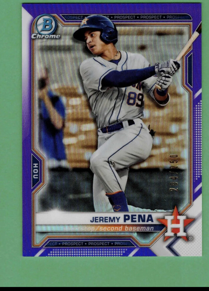2021 BOWMAN CHROME JEREMY PENA PURPLE REFRACTOR  #BCP-190 #/250 ASTROS 🔥⚾️🔥⚾️