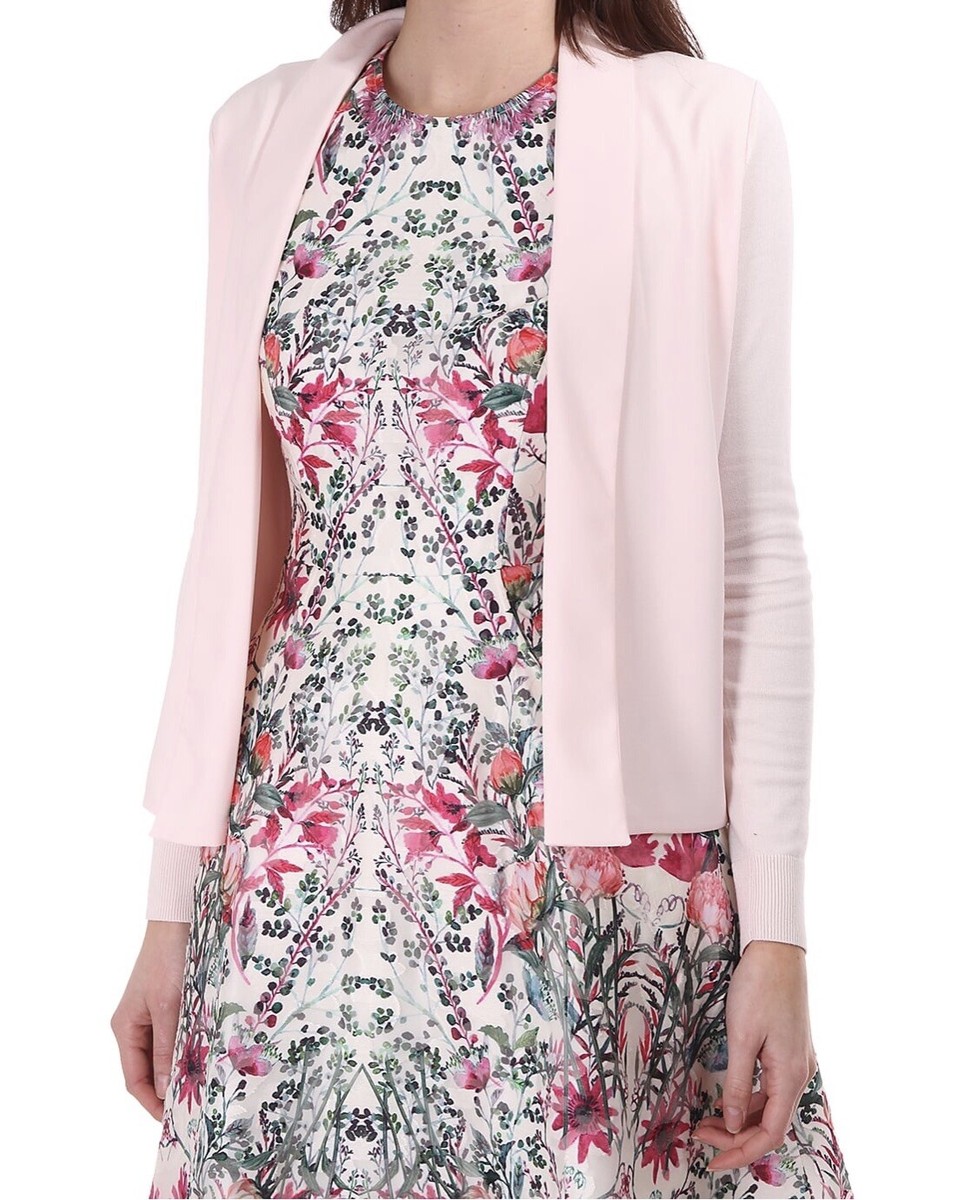 New W/ Tags Ted Baker Faiyly Woven Front Wrap Pink Cardigan Size 2
