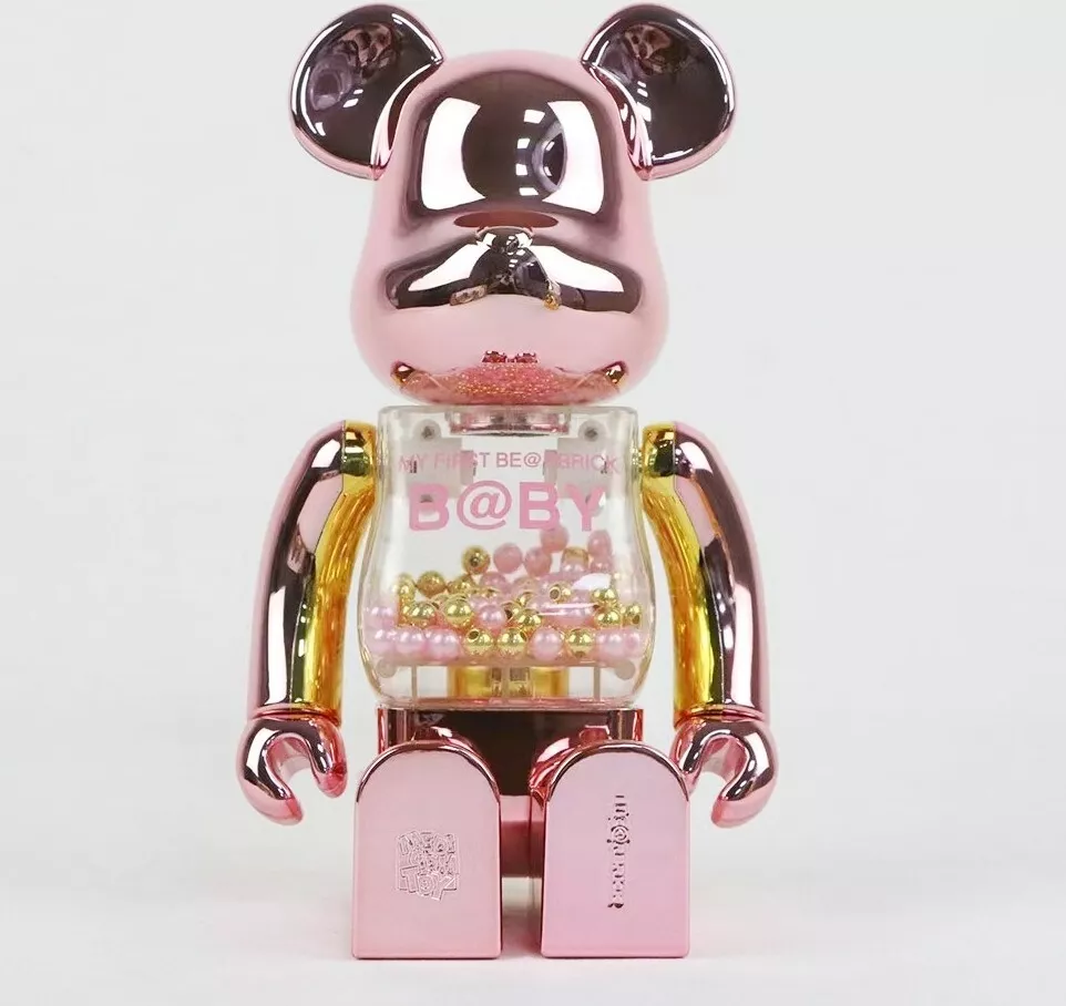 400%Bearbrick《My first baby》series-Pink Gold Action Figure Home Deco Art  Toy Gif