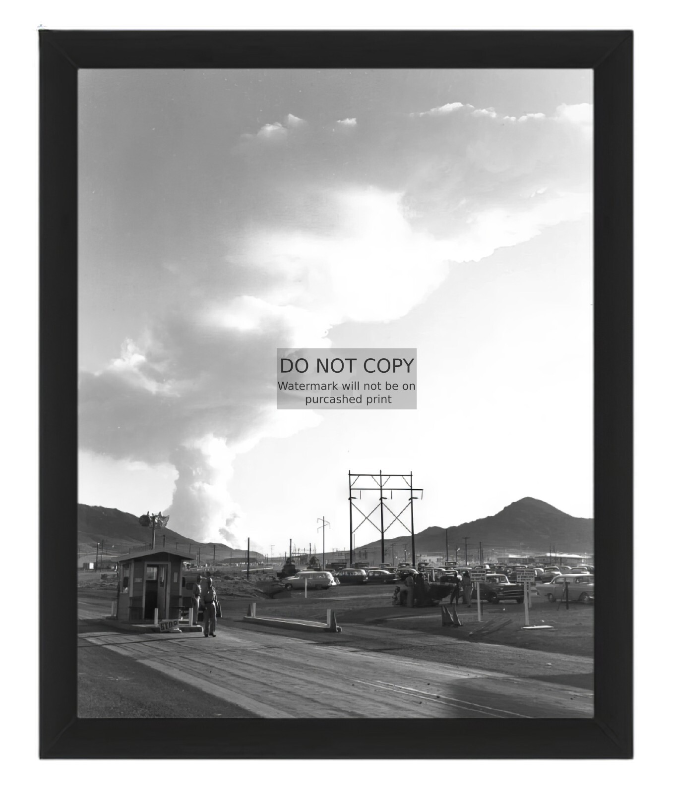 NUCLEAR ATOMIC BOMB TEST AT NEVADA FRENCHMAN FLATS PARKING LOT 8X10