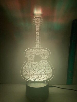 MARGARITAVILLE - Jimmy Buffet  Acrylic Guitar With Lyrics Multi-Colored LED Lamp