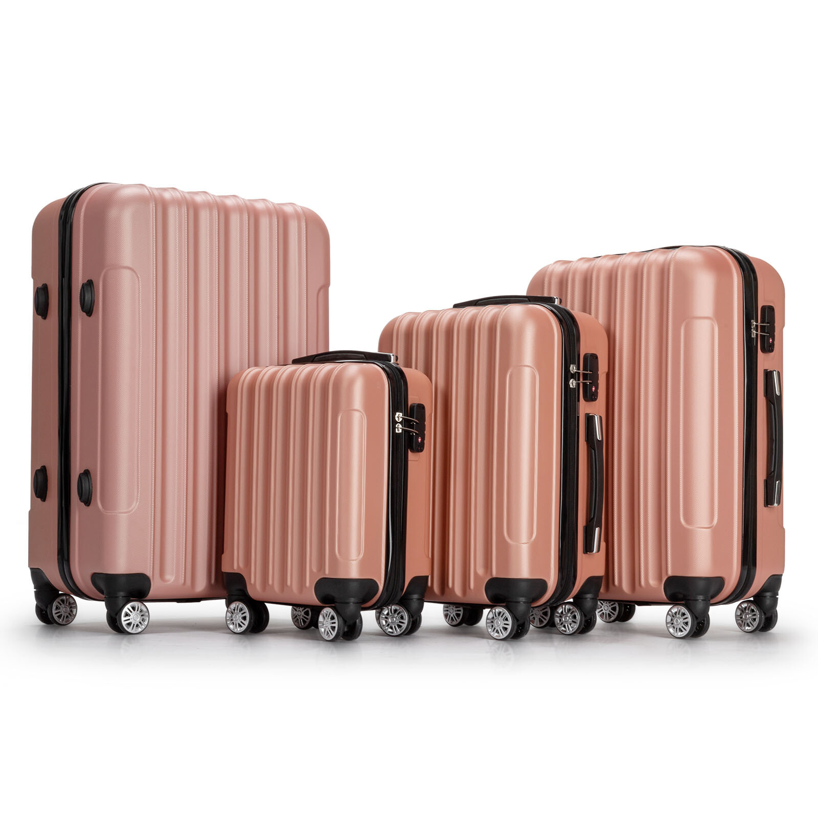 Rose Gold Universal Trolley Case Set 16in 20in 24in 28in Durable ABS Aluminum