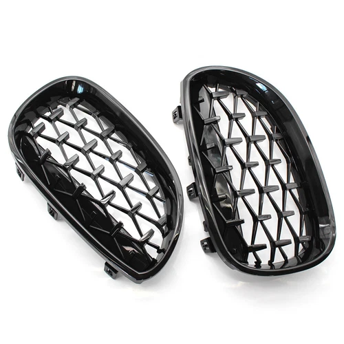 Replace Black/Chrome Front Diamond Kidney Grille ABS For 2003-2010 BMW E60 E61 - Bild 11 von 17