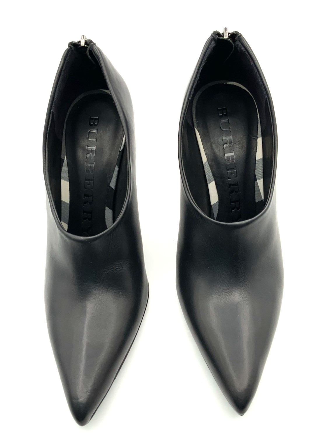 Burberry Boots Black Matted Leather Stiletto Heeled Size 37 thumbnail 11