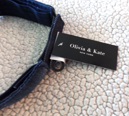 HAT, VISOR, DENIM, STAR DESIGN, RHINESTONE PEARL, ADJUSTABLE, NEW. OLIVIA & KATE - Picture 7 of 11