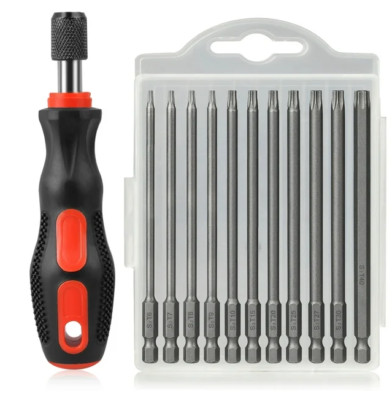 12pcs 1/4 in Drive Hex Bit Security Torx Magnetic Set with Screwdriver
