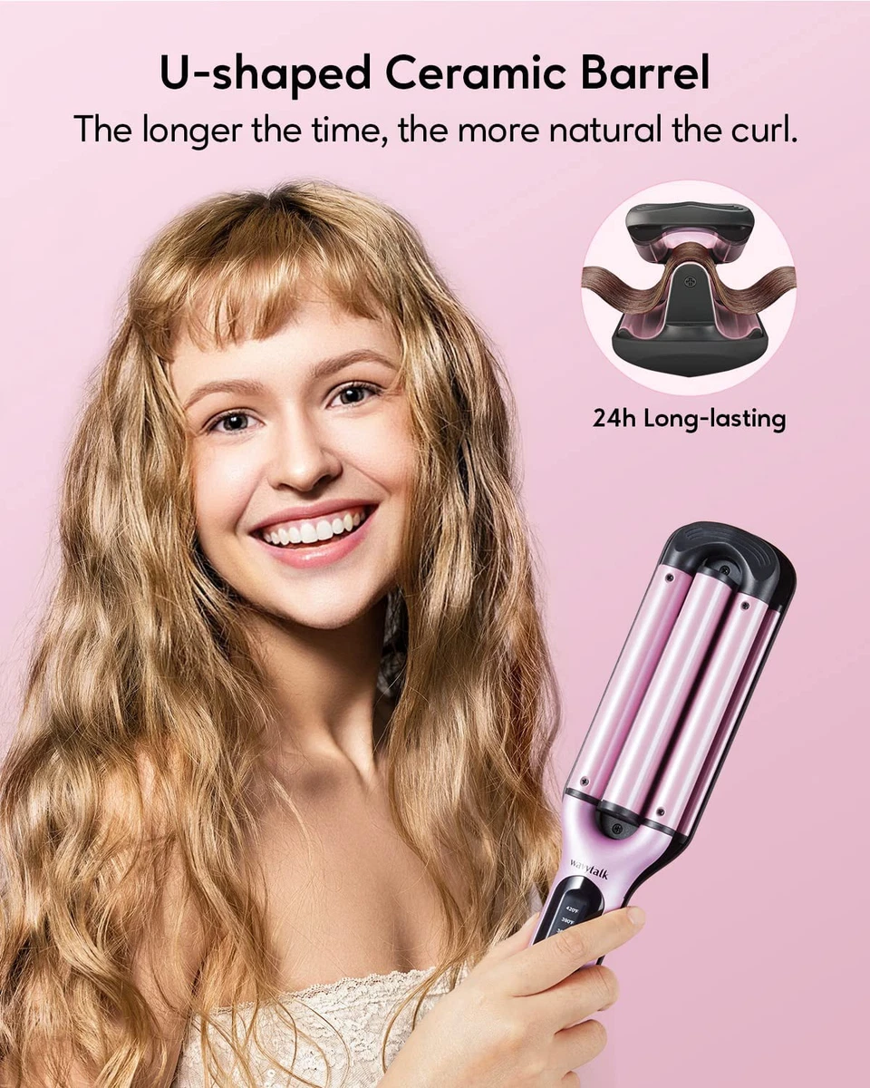 Beach Waves Curling Iron 3 Barrel Deep Hair Waver Hair Crimper Ceramic Curling