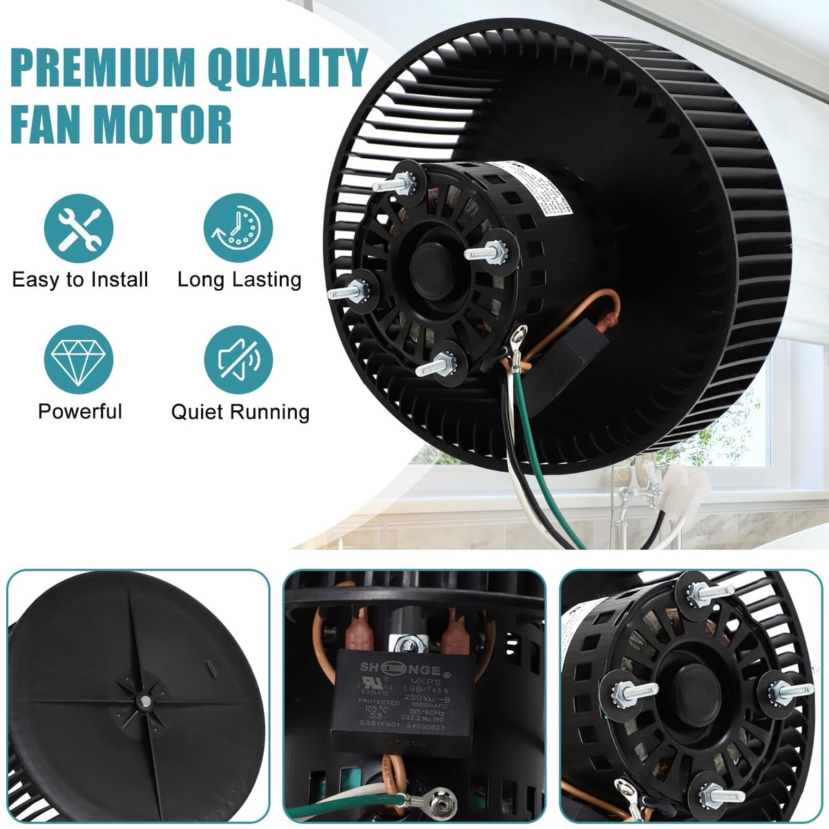 S97018218 Replacement Bathroom Fan Motor Replacement - Fits Broan Nutone  QTR100, QT110 \u0026 Other Models Bathroom Exhaust Fan Repair, image size:1200x1200