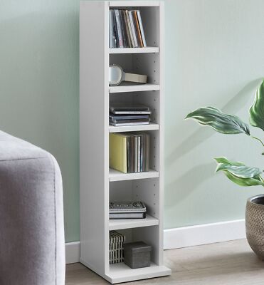 FineBuy Bücherregal Weiß Regal 21x91 cm Wandregal 6 Fächer Standregal Holzregal