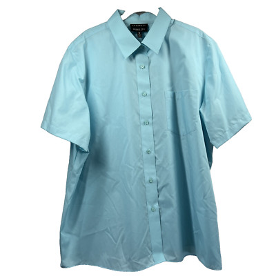 Foxcroft Women's Shirt Top 20 W Plus Blue Wrinkle Free Shaped Fit Blouse Short/S