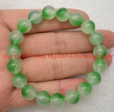 Beautiful 6/8/10/12/14mm Light Green Jade Round Beads Stretch Bracelet 7.5"
