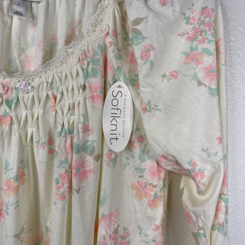 Miss Elaine Nightgown Sofiknit Long Sleeves Floral Ivory Sz S Cottage Core NWT - Picture 5 of 12