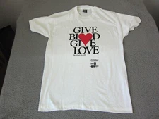 Vintage Hanes Shirt Mens Large White Give Blood Donar Single Stitch Made in USA