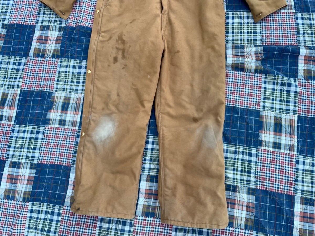 Carhartt X01 BRN Men's Brown Canvas Red Quilt Lined Coveralls Size