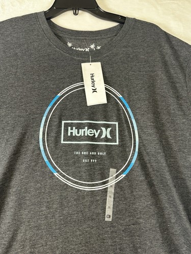 Hurley Men's Circle Die Logo Short Sleeve Crewneck Tee T-Shirt - Gray Heather XL - Picture 2 of 5