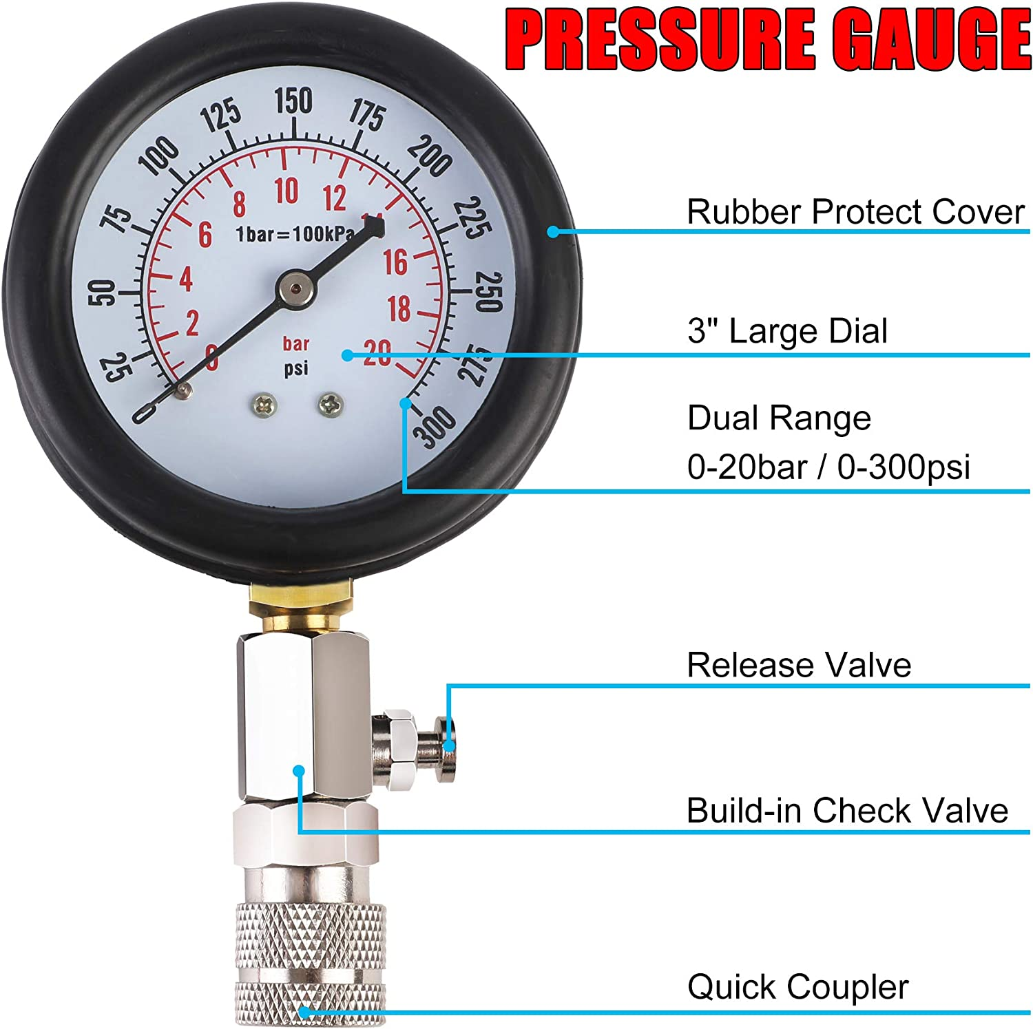 Engine Cylinder Compression Gauge Tester Gas Engine Diagnostic Tester