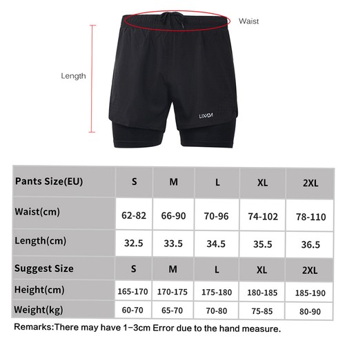 Lixada Men's 2-in-1 Running Shorts Quick Drying Breathable Active w/ Longer Z5G2 - Picture 2 of 12