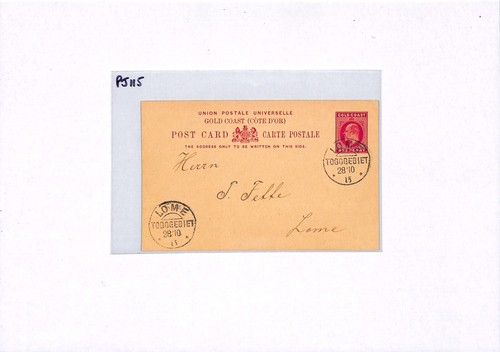 GOLD COAST USED *TOGO* Stationery Card WW1 German LOME 1915 CDS {samwells}PJ115 - Picture 7 of 10