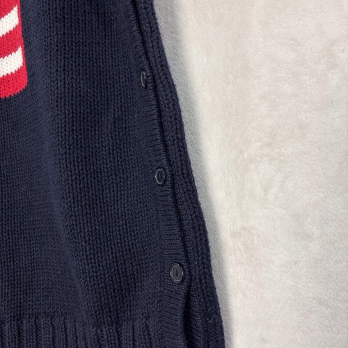 Vintage 90s American USA Flag Sweater Vest Women S Knit Navy Blue Cotton MINT - Picture 4 of 10